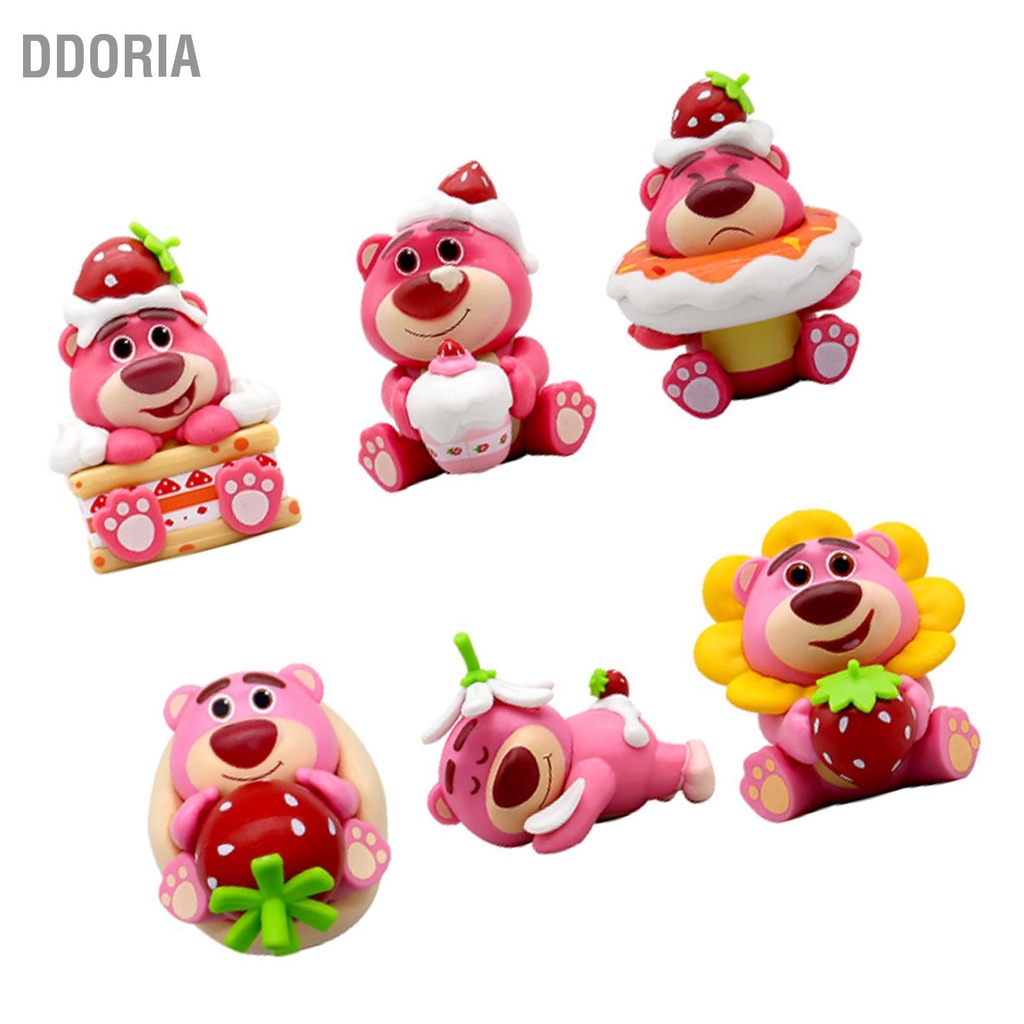 ddoria-6-ชิ้นน่ารักเครื่องประดับรถสตรอเบอร์รี่หมีรูปร่างอเนกประสงค์ภายในรถตุ๊กตาตกแต่งสำหรับงานปาร์ตี้