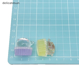 Delicatesun จี้พวงกุญแจเรซิ่น รูปเค้กพัฟ 3D สุ่มสี สําหรับทําต่างหู 2 ชิ้น