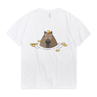 ขายเสื้อยืด ผ้าฝ้าย พิมพ์ลายกราฟฟิค Capybara ตลก น่ารัก สไตล์ญี่ปุ่น สําหรับผู้ชาย（S-5XL）