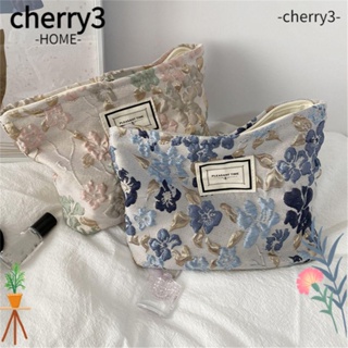 CHERRY3 กระเป๋าเครื่องสําอาง ลายนูน รูปดอกไม้ เหมาะกับการเดินทาง สําหรับผู้หญิง