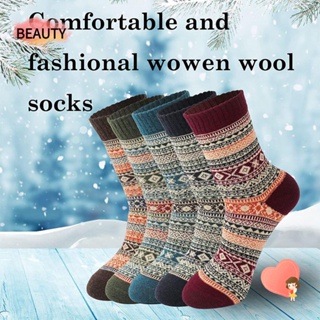 BEAUTY Women Mens Thick Knit Socks Soft for Cold Weather Wool Socks Hiking Mens Clothing Casual Cozy Socks High Quality Winter Warm/Multicolor