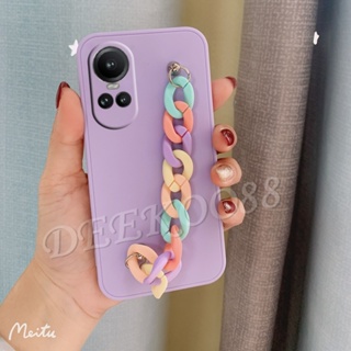 พร้อมส่ง เคสโทรศัพท์มือถือ ซิลิโคนนิ่ม TPU พร้อมสายโซ่คล้อง สีรุ้ง สําหรับ OPPO Reno10Pro+ OPPOA78 Reno10 Pro Plus Pro+ 5G 4G Reno 10Pro OPPO A78