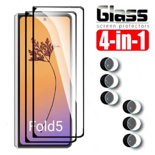 4in1 กระจกนิรภัยกันรอยหน้าจอ ป้องกันเลนส์กล้อง สําหรับ Samsung Z Fold 5 Z Fold 5 Z Fold 5 Z Fold 5 Z Fold 5