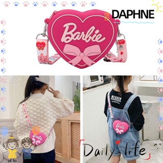 Daphne Kawaii กระเป๋าใส่เหรียญ ซิลิโคน พร้อมสายคล้องไหล่ กระเป๋าสตางค์ รูปหัวใจ ปรับได้ สีชมพู สําหรับเด็กผู้หญิง ของขวัญ