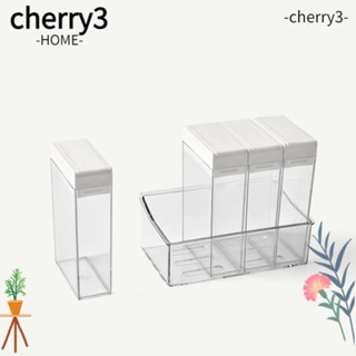 Cherry3 ชุดกระปุกพลาสติกใส 4 ช่อง สําหรับใส่เครื่องเทศ เครื่องปรุงรส น้ําตาล