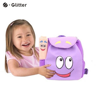 กระเป๋าเป้สะพายหลัง ลายการ์ตูน Dora The Explorer สีม่วง พร้อมกล่องดินสอ สําหรับเด็กอนุบาล