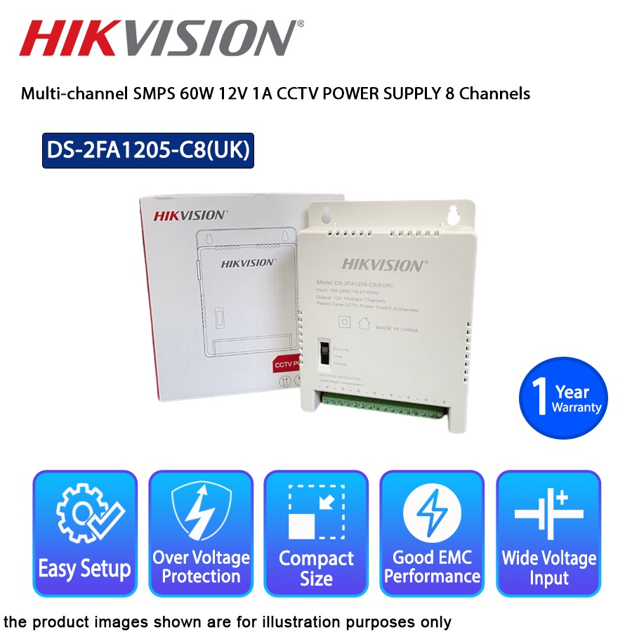 Hikvision DS-2FA1205-C8(UK) หลายช่อง SMPS 60W 12V 1A กล้องวงจรปิด แหล่ง ...
