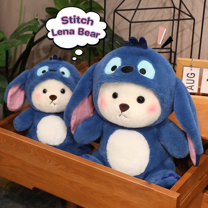ของเล่นตุ๊กตา-ตุ๊กตาหมีลีน่า-28-40-50-65cm-stitch-lena-bear-ตุ๊กตาหมีแปลงร่างน่ารัก-ของขวัญสําหรับเด็ก-หมวกถอดได้