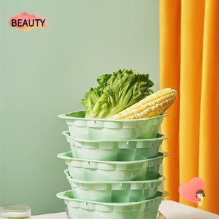 Beauty ตะกร้าล้างผัก PP สองชั้น ระบายน้ํา อเนกประสงค์ อุปกรณ์เสริม สําหรับบ้าน ห้องครัว