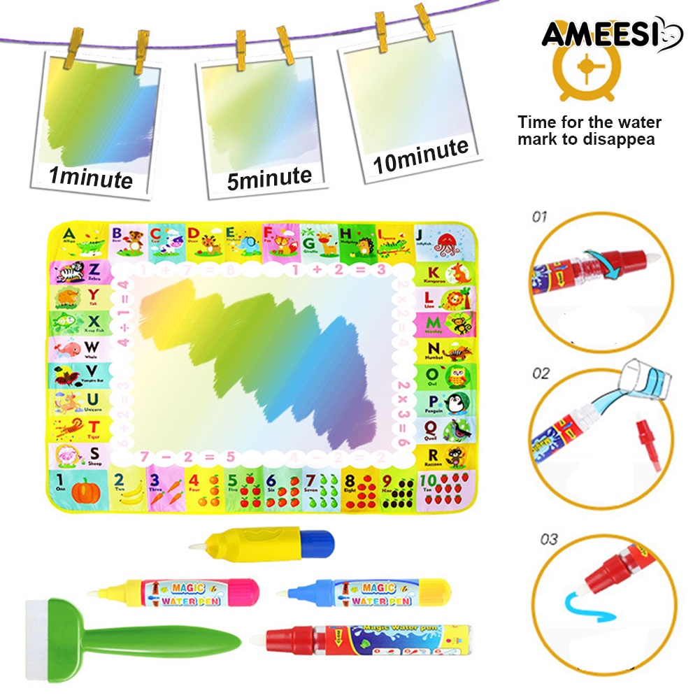 ameesi-เสื่อวาดภาพระบายสี-บนผ้าใบ-ใช้ซ้ําได้-สีสันสดใส-ของเล่นสําหรับเด็ก