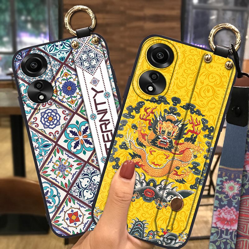 back-cover-shockproof-phone-case-for-oppo-a78-4g-wristband-soft-case-ring-wrist-strap-chinese-style-phone-holder