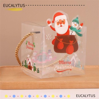 Eutus ถุงของขวัญคริสต์มาส แบบใส ลายซานตาคลอส สําหรับใส่คุกกี้ ลูกอม ตกแต่งเทศกาลคริสต์มาส