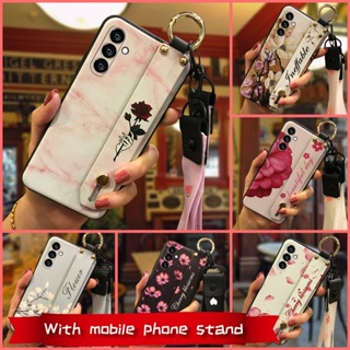Anti-dust ring Phone Case For Samsung Galaxy S23FE/SM-S7110 Phone Holder Anti-knock Shockproof Flower Wrist Strap Kickstand