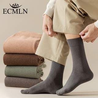 Ecmln ถุงเท้าข้อยาว ผ้าฝ้าย แบบหนา ให้ความอบอุ่น คุณภาพสูง แฟชั่นฤดูหนาว สําหรับผู้ชาย