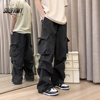 SOERVIMY กางเกงขายาว กางเกงเอวสูง สไตล์เกาหลี แฟชั่น 2023 NEW081219