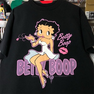 เสื้อยืดแขนสั้น พิมพ์ลายการ์ตูน Betty boop Betty ทรงหลวม สําหรับผู้ชาย