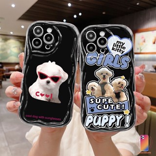 เคสโทรศัพท์มือถือ ขอบโค้ง ลายลูกสุนัข 3D แวววาว สําหรับ IPhone 11 12 13 14 PRO MAX 6 7 6S 8 14 Plus X XR XS MAX 11 12 13 Se 2020 6SPlus 7Plus 6Plus 8Plus 14Plus XSMAX