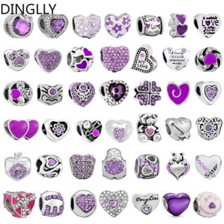 Dinglly ลูกปัดคริสตัล พลอยเทียม รูปหัวใจ สีม่วง สําหรับทําเครื่องประดับ Diy