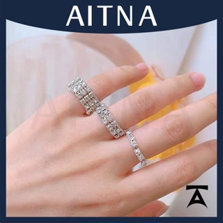 Aitna แหวนเพชร สองแถว ยืดหยุ่น เข้ากับทุกการแต่งกาย