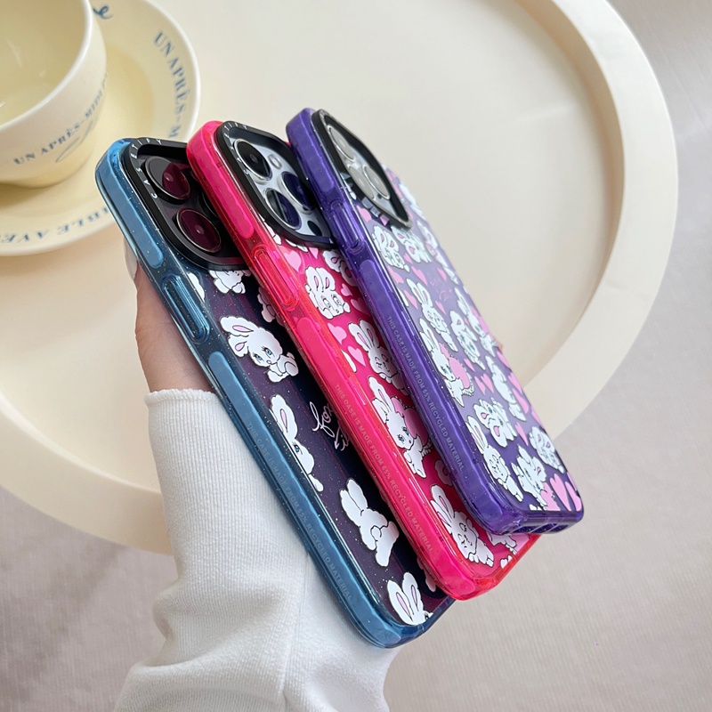 เคสโทรศัพท์ซิลิโคน-tpu-ลายการ์ตูนกระต่าย-หัวใจน่ารัก-ประดับกลิตเตอร์-วิบวับ-สําหรับ-iphone-11-12-13-14-pro-max