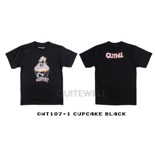 พร้อมส่ง ผ้าฝ้ายบริสุทธิ์ QWT107-1 CUPCAKE BLACK T-shirt