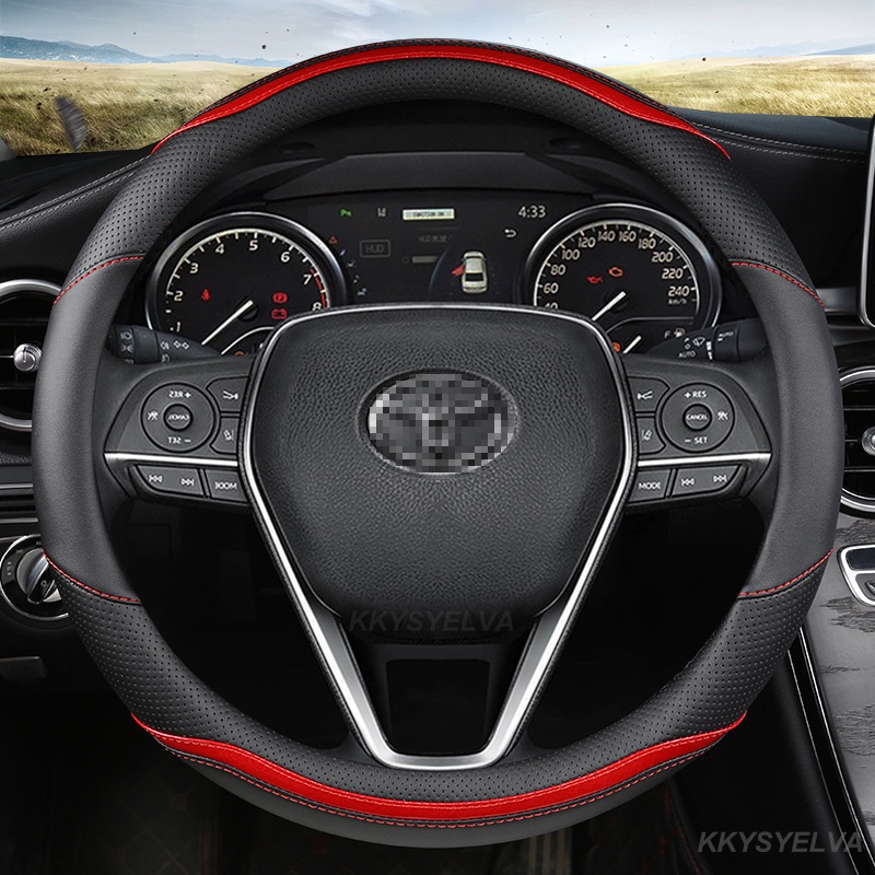 คาร์บอนไฟเบอร์พวงมาลัยรถ 38 ซม.สําหรับ Toyota Corolla CH-R Camry Rav4 ...