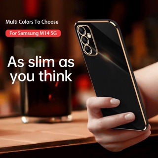 เคสโทรศัพท์มือถือ TPU นิ่ม ขอบตรง กันกระแทก หรูหรา สําหรับ Samsung Galaxy M14 SAM 5G 2023