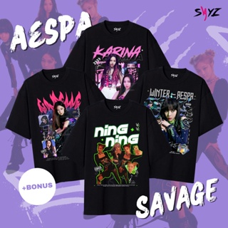 พร้อมส่ง เสื้อยืด ลาย Aespa Savage Series | ฤดูหนาว | คาริน่า | Giselle | Ning - Ning - Ning | อัลบั้ม Savage | ของฉัน |