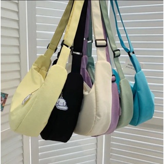 (HB-647) กระเป๋าสะพายข้างสไตล์เกาหลี ผ้าแคนวาส สีสวย น่ารัก
