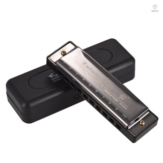 Btt Key of C Diatonic Harmonica ฮาร์โมนิก้า พร้อมกกกระจก ABS 10 หลุม สีดํา สําหรับผู้เริ่มต้น นักเรียน