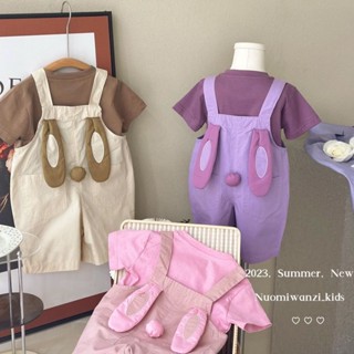พร้อมส่ง ขายดี ชุดเสื้อแขนสั้น ลายกระต่ายน่ารัก สไตล์เกาหลี ญี่ปุ่น ฤดูร้อน สําหรับเด็กผู้หญิง 2023