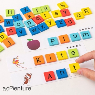 Adven ของเล่นไม้ เกมสะกดคํา ตัวอักษรภาษาอังกฤษ 26 ตัว เสริมการเรียนรู้เด็กก่อนวัยเรียน