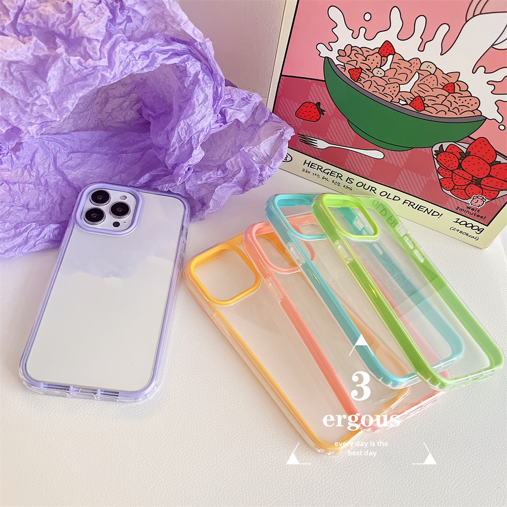 3-in-1-เคส-เข้ากันได้กับ-iphone-14-13-12-11-pro-max-8-7-plus-x-xr-xs-max-se-2020-สีลูกกวาด-หนา-กันกระแทก-ซิลิโคน-เคสโทรศัพท์-ใส-นิ่ม-tpu-เคส