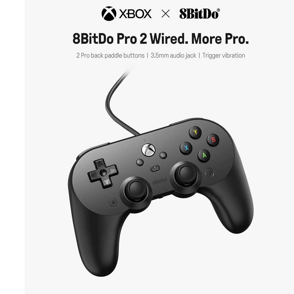 8Bitdo Pro2 82BB Wired Controller จอยมีสาย สีดำ : Xbox ,X,S Windows10 ...