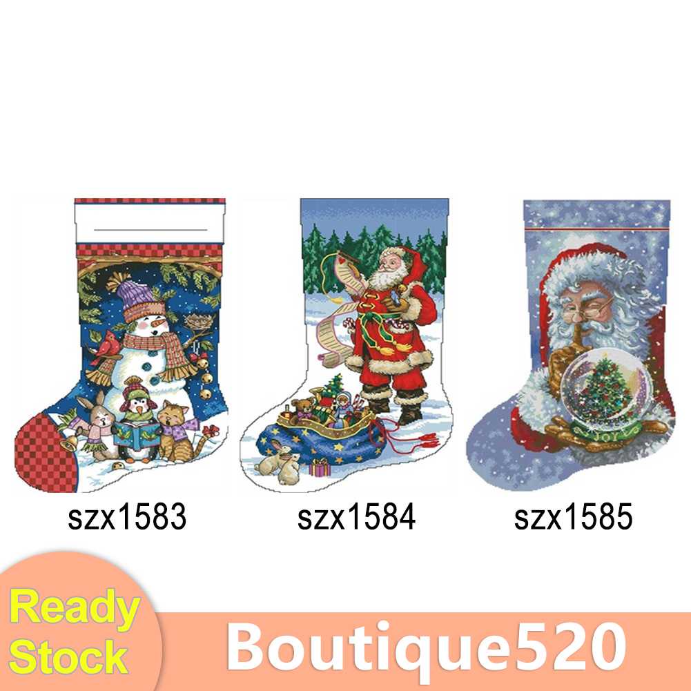 ชุดปักครอสสติตช์-รูปถุงน่องคริสต์มาส-diy-สําหรับแขวนตกแต่ง-boutique520-th