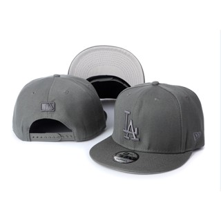 หมวกเบสบอล MLB Dodgers the Black flat brimmed hat สีเทา พื้นหลังกว้าง ปรับได้ ผู้ชายและผู้หญิง หมวกเบสบอลฮิปฮอป IAPY