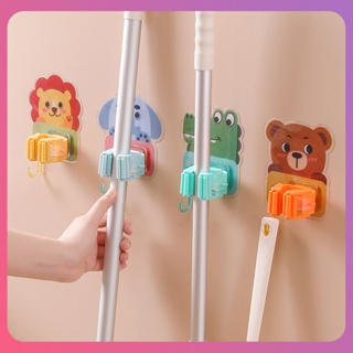 Creative Cartoon Animal Mop Holder Wall Mounted Mop Organizer Self-adhesive Mop With Hook Punch Free Mop Rack Strong Hooks Bathroom Balcony Tools [COD]