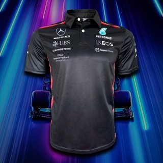 เสื้อPolo Shirt F1 เสื้อโปโลฟอร์มูลาวัน ทีม เมอร์เซเดส เอเอ็มจี ปิโตรนาส #FM0082 พิมพ์ทั้งตัว (สีดำ) ไซส์ S-5XL