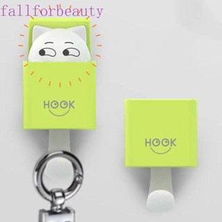 Fallforbeauty ตะขอติดผนัง ที่ใส่กุญแจ แบบกาวในตัว ตกแต่ง แมว พลาสติก อุปกรณ์ห้องน้ํา สําหรับหมวก