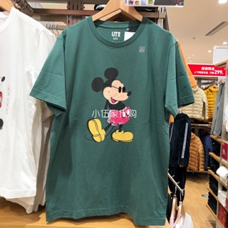 Uniqlo เสื้อยืดแขนสั้น พิมพ์ลาย Disney Mickey Mouse แฟชั่นคู่รัก สําหรับผู้ชาย และผู้หญิง S-5XL