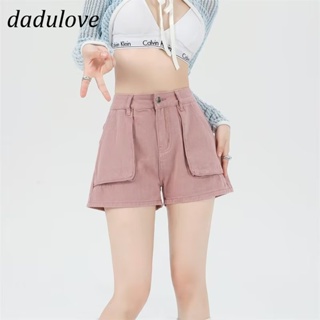DaDulove💕 New Korean Version of INS Pink Overalls Shorts Niche High Waist Large Pocket Wide Leg Pants Hot Pants