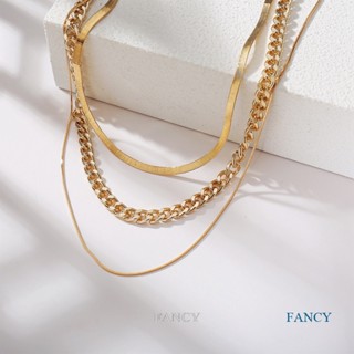 Fancy พังก์ คิวบา สีทอง งู โซ่ โชคเกอร์ สร้อยคอ สําหรับผู้หญิง อินเทรนด์ ความงาม หนา ไหปลาร้า สร้อยคอ แฟชั่น เครื่องประดับ