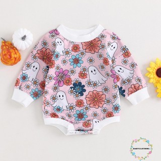 Babyclothes- ชุดรอมเปอร์ จั๊มสูท บอดี้สูท แขนยาว พิมพ์ลายผี ดอกไม้ ฮาโลวีน ฤดูใบไม้ร่วง สําหรับเด็กผู้หญิง