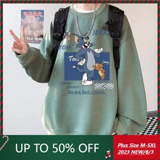 เสื้อกันหนาวแขนยาวลําลอง พิมพ์ลายการ์ตูนแมว และหนู ทรงหลวม สไตล์ญี่ปุ่น แฟชั่นคู่รัก สําหรับผู้ชาย และผู้หญิง ไซซ์ M - 5XL