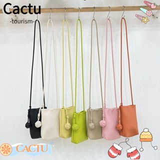 Cactu กระเป๋าสะพายข้าง หนัง Pu สีพื้น เรียบง่าย กระเป๋าใส่เหรียญ