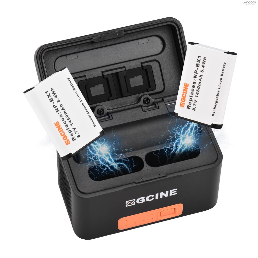 zgcine-ps-bx1-portable-camera-battery-fast-charging-case-5200mah-wireless-dual-battery-charger-with-type-c-port-2pcs-1450mah-5-4wh-batteries-replacement-for-np-bx1-battery