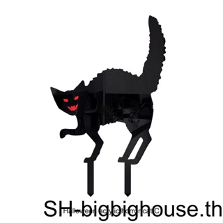 【Biho】ป้ายอะคริลิค รูปเงาแมวผี สีดํา สําหรับตกแต่งปาร์ตี้ฮาโลวีน