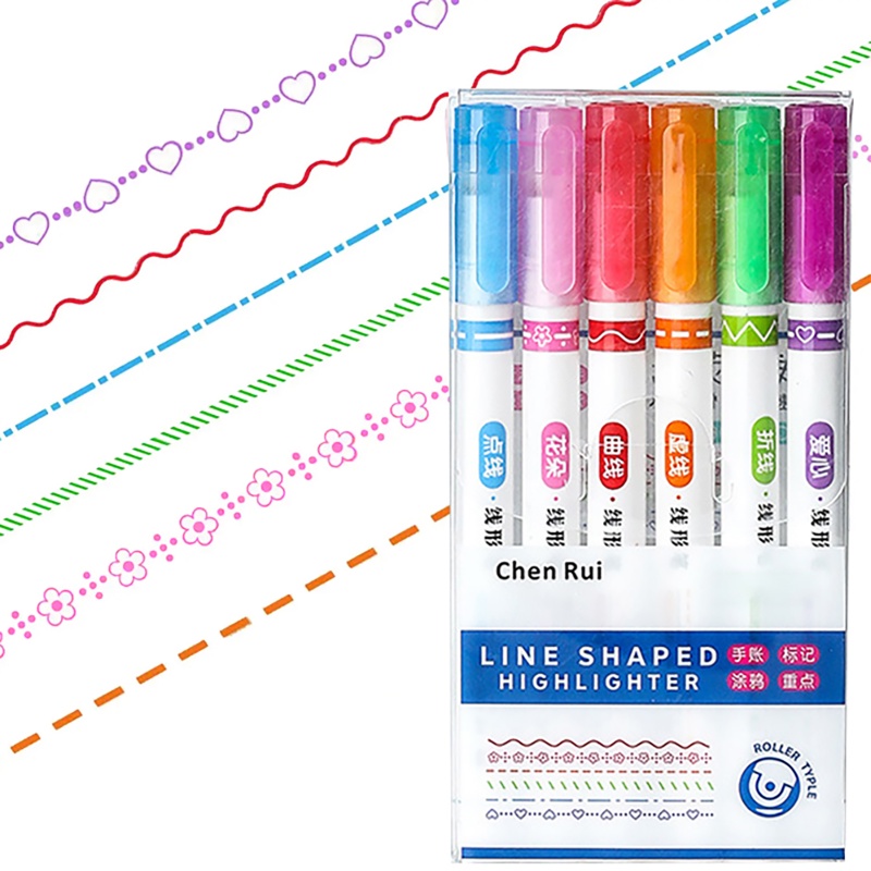 ปากกามาร์กเกอร์ไฮไลท์-แบบเส้นคู่-หลากสีสัน-6-สี