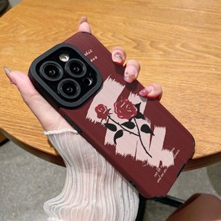 เคสโทรศัพท์มือถือ กันกระแทก ลายดอกกุหลาบสีแดง สําหรับ iPhone 14promax 11 12 13 14pro 6s 7G 8PLUS x xs xsmax xr