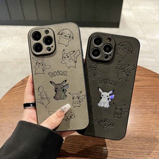 {Hard back Soft on all sides} laser Pikachu เคสiPhone black grey เคสไอโฟน11 กันกระแทก เคส compatible for iPhone11 14 14PRO 14promax 14พลัส 11 12 13 Pro max xr xs x xsmax 7พลัส 8plus case